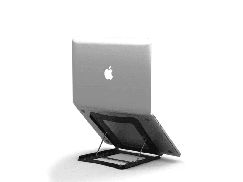 Back view of laptop stand showing open design for better airflow and cooling.