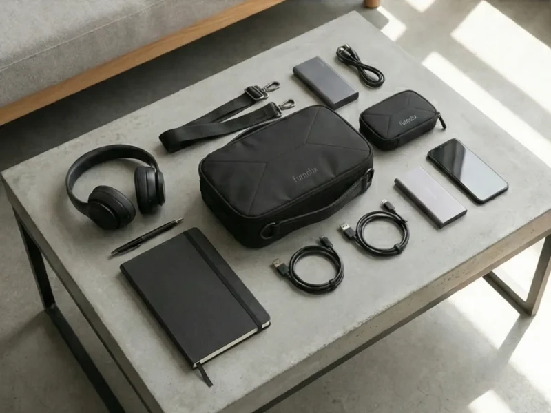 Furnotix black tech pouch with shoulder strap and mini pouch accessory. (1)