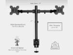 Furnotix dual monitor arm with heavy-duty black steel construction for two screens.