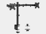 Furnotix dual monitor arm with heavy-duty black steel construction for two screens
