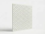 Tilt view of Furnotix white modular pegboard panel 19x20 inches with vertical slots.