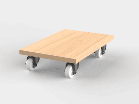 Furnotix wooden CPU trolley with wheels, light wood texture for tower PC.