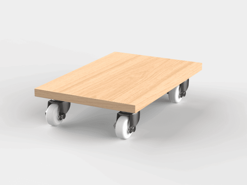 Furnotix wooden CPU trolley with wheels, light wood texture for tower PC.